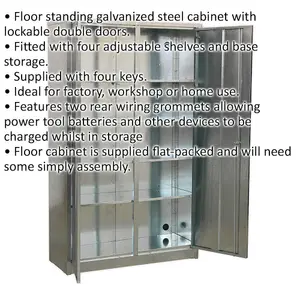 Durable Galvanized Steel Floor Cabinet with Locking Double Doors and Adjustable Shelves