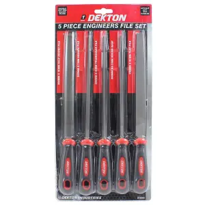 Dekton 5Pc 200mm Soft Grip Assorted Engineer Metal File Set Heavy Duty Anti Slip