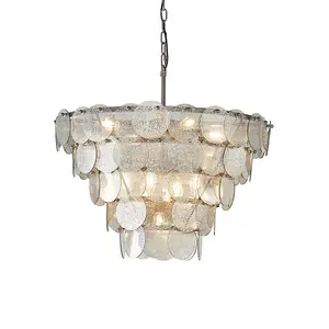 Luminosa Trapani 9 Light Ceiling Pendant Antique Silver Paint & Mercury Glass