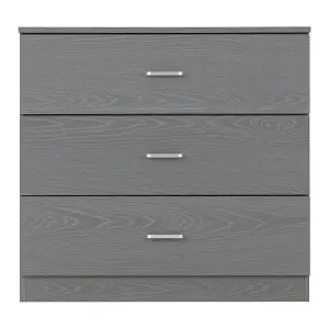 Felix 3 Drawer Chest in Grey This range comes flat-packed for easy home assembly. Instructions and fixing kits included.