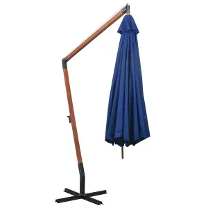 Berkfield Hanging Parasol with Pole Azure Blue 3.5x2.9 m Solid Fir Wood