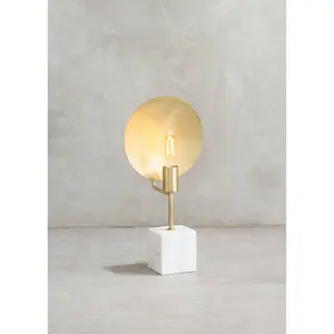 Interiors by Premier Saramis Metal Task Lamp With White Marble Block Base