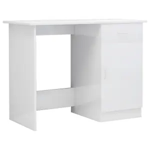 Berkfield Desk High Gloss White 100x50x76 cm Engineered Wood