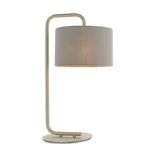 Luminosa Carrara Table Lamp Satin Champagne Paint & Slate Grey Fabric