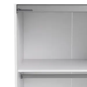 Verona Sliding Wardrobe 180cm in White with Mirror Doors with 5 Shelves