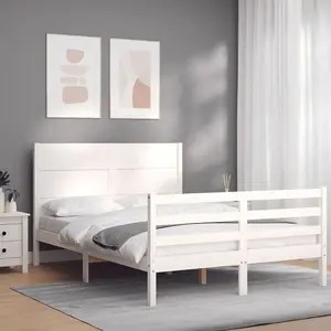 Berkfield Bed Frame without Mattress White Double Solid Wood