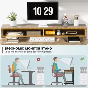 Costway 120cm Home Office Computer Desk w/ Drawer Open Shelves & Monitor Stand Writing Desk