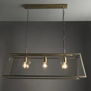 Hinxton Antique Brass with Clear Glass Shade Timeless Style 3 Light Ceiling Pendant