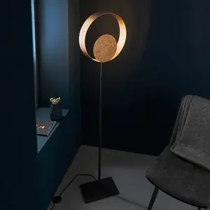 1615mm Gold Patina Complete Standing Floor Lamp Light - Dark Bronze Metalwork