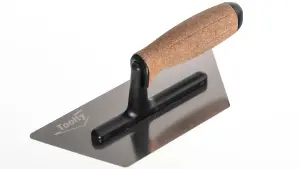 Toolty Trapezoidal Trowel with Cork Handle on Polyamide Foot 240mm Stainless Steel for Finishing Plastering Smoothing DIY