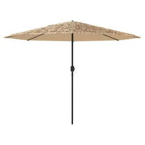 Berkfield Garden Parasol with LEDs and Steel Pole Brown 388x388x248 cm