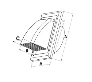 Black Cowl 190mm x 190mm / 100mm with Gravity Flap Air Vent