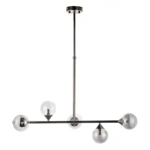 Luminosa Grosseto Bar Pendant Ceiling Light Black Chrome Plate, Smoked Mirror Glass