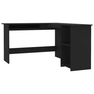 Berkfield L-Shaped Corner Desk Black 120x140x75 cm Engineered Wood