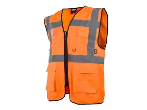 Scan Hi-Vis Safety Utility Waistcoat in Bright Orange - Size M (41 in) for Maximum Visibility