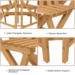 Costway 3-Tier Wooden Plant Pot Stand Lawn Shelves Flower Display Rack Organizer Holder