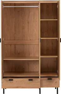 Leon 3 Door 2 Drawer Wardrobe Medium Oak Effect