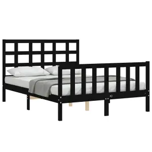 Berkfield Bed Frame with Headboard Black 120x200 cm Solid Wood