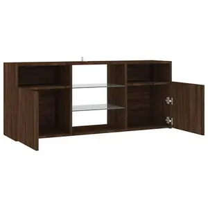 Berkfield TV Cabinet with LED Lights Brown Oak 120x30x50 cm