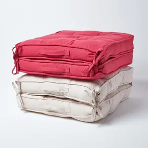 Homescapes Claret Red Cotton Travel Support Booster Cushion