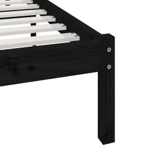 Berkfield Bed Frame Black Solid Wood Pine 200x200 cm