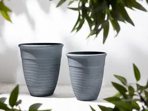 Set of 2 Plant Pots 50 cm Grey KATALIMA