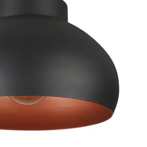 EGLO Mogano 2 Domed Copper Semi- Flush Ceiling Light