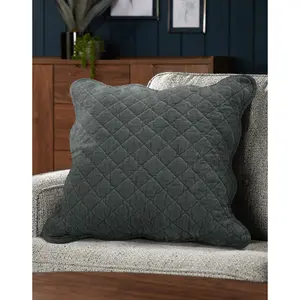 Monterra Cotton Geometric Square Velvet Luxury Cushion Cushion Silver