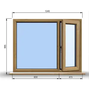 1245mm (W) x 995mm (H) Wooden Stormproof Window - 1/3 Right Opening Window - Toughened Safety Glass