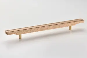 Solid Oak & Brass Handle - Harvington 320mm Unfinished