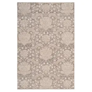 Neutral Beige Distressed Traditional Floral Soft Living Area Rug 160x230cm