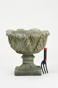 Pair of Tulip Design Stone Cast Garden Vases