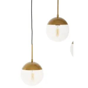 Interiors by Premier Revive Gold Finish Glass Shades Pendant Light