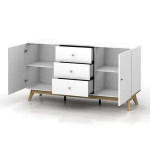 Justine 140Cm Wide 3 Drawer Sideboard White