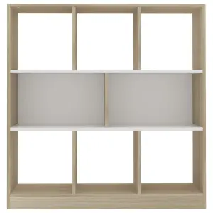 Berkfield Book Cabinet White and Sonoma Oak 97.5x29.5x100 cm Engineered Wood