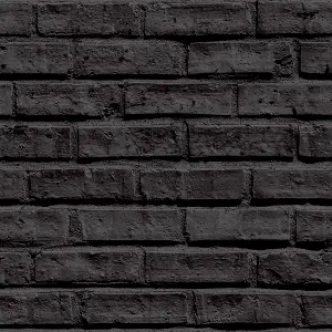 Arthouse Black Brick Wallpaper