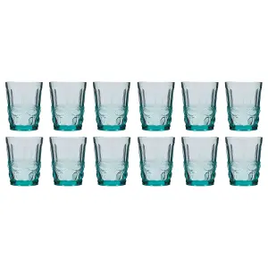 Set of 12 Vintage Luxury Turquoise Drinking Glass Whiskey Glass Tumblers 240ml