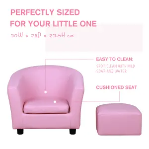 HOMCOM Children Kids Mini Sofa Armchair PVC Sweet Lovely and Safe Pink