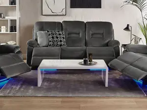 3 Seater Velvet LED Electric Recliner Sofa with USB Port Grey BERGEN