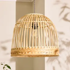 Traditional Bamboo Dome Easy Fit Decor Ceiling Shade H33 x D40cm