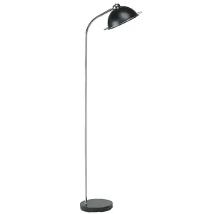 First Choice Lighting Bauhaus Black Dome Floor Lamp with Chrome Detail