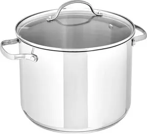 Amazon Basics Stainless Steel Stock Pot With Lid, 7.6 Litre, Silver