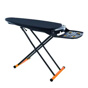 Vivo, Folding ironing board in black with vacuum and blower, boiler stand and castors