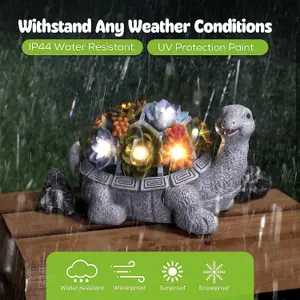 Large Solar Turtle Garden Ornament Indoor/Outdoor with 7 LED Lights