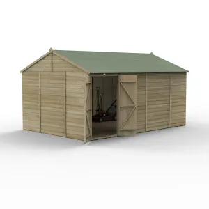 Forest Garden Beckwood 10x15 ft Reverse apex Natural timber Wooden 2 door Shed with floor