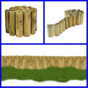 AAMEN 4 X Wooden Border Edging, Log Border Rolls 1.8m x 15cm