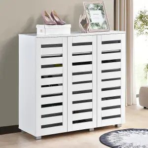 Euston Modern White 3 Door 5 Tier Shoe Cabinet