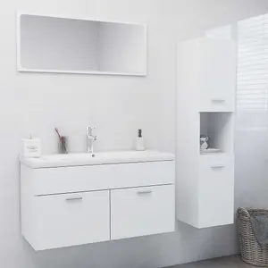 Berkfield Bathroom Furniture Set White Engineered Wood