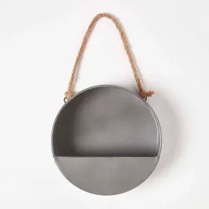 Homescapes Small Round Metal Hanging Wall Planter, 20 cm