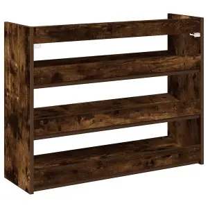 Berkfield Shoe Rack Smoked Oak 80x25x61.5 cm Engineered Wood